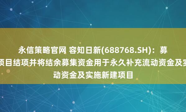 永信策略官网 容知日新(688768.SH)：募集资金投资项目结项并将结余募集资金用于永久补充流动资金及实施新建项目