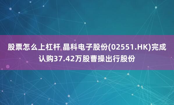 股票怎么上杠杆 晶科电子股份(02551.HK)完成认购37.42万股曹操出行股份