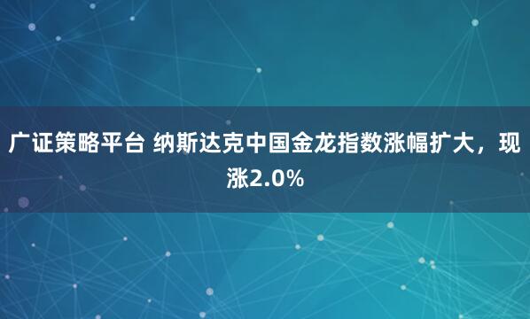 广证策略平台 纳斯达克中国金龙指数涨幅扩大，现涨2.0%